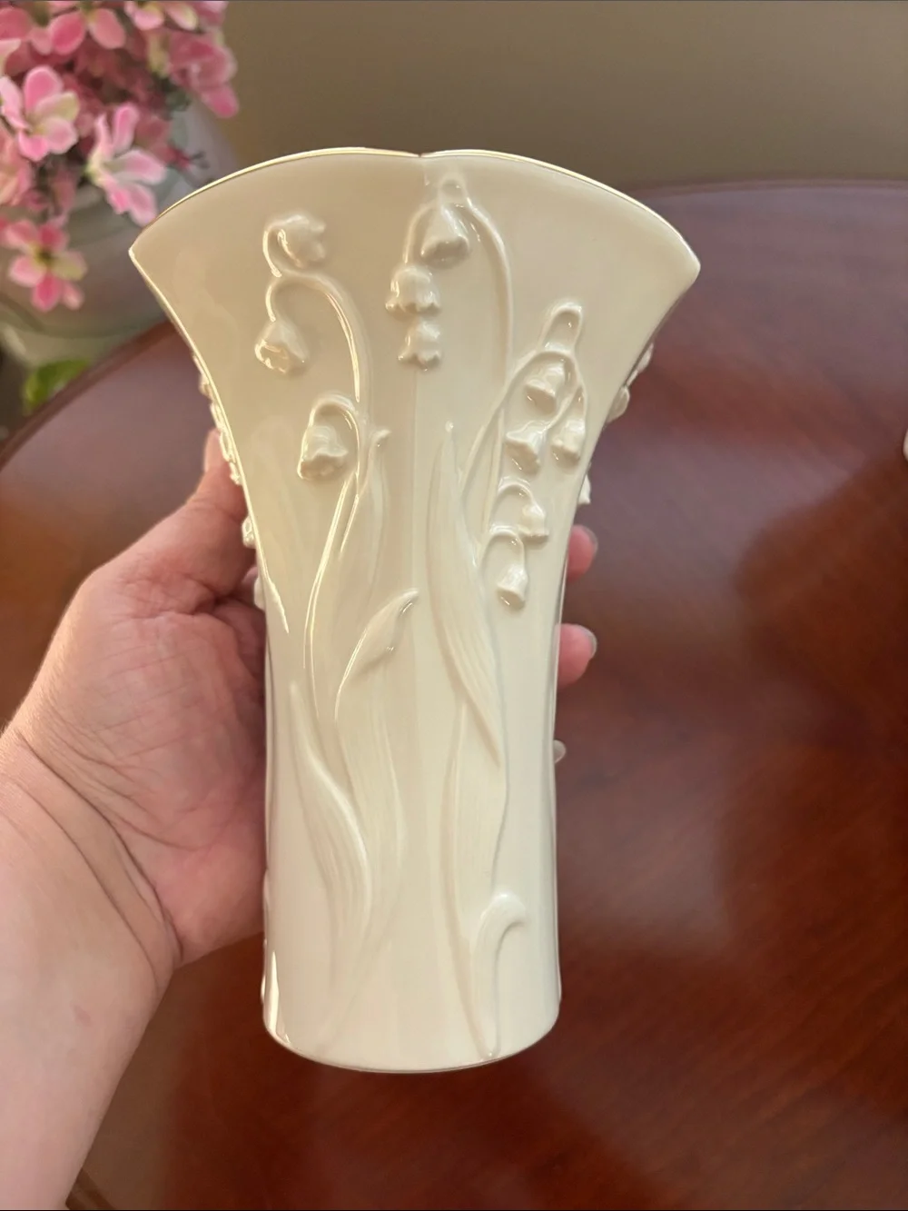 Vintage Lenox Ivory Embossed Floral Vase with 24K Gold Trim – 7